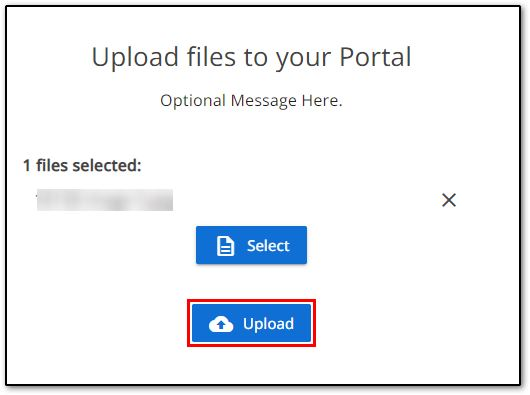 Image showing that one file has been selected to upload.